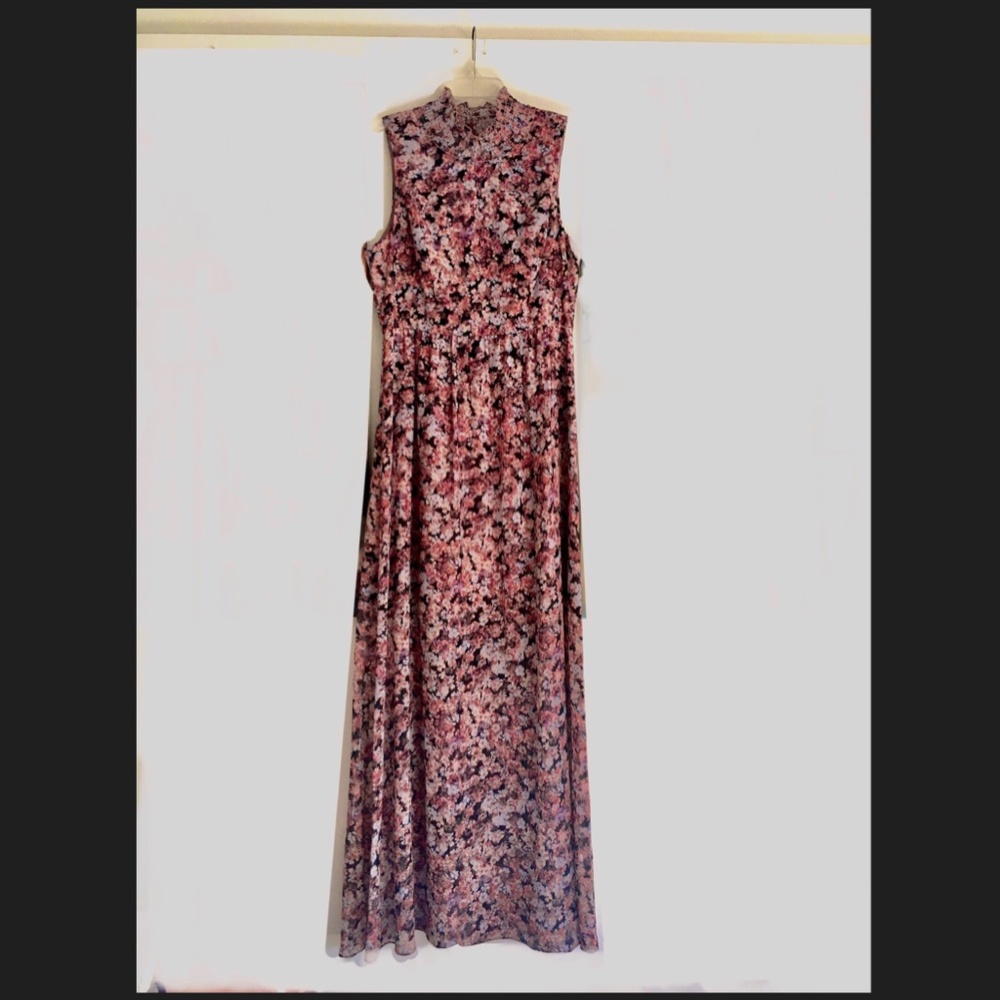 BCBG maxi floral pink chiffon dress